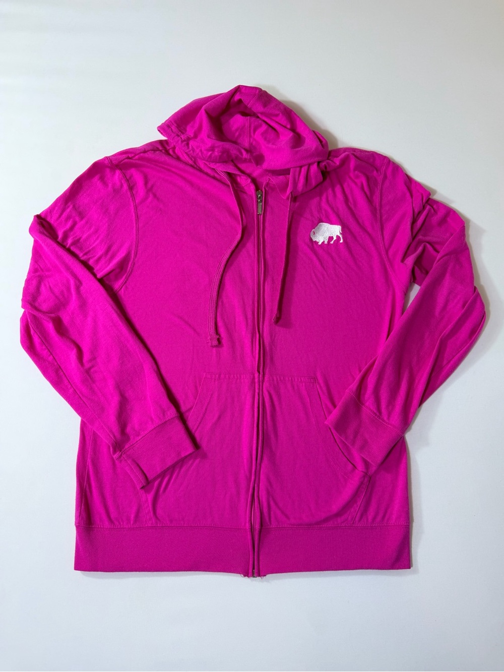 Women’s Fuchsia Zip-Up Lightweight Buffalo Hoodie Jacket Size Medium
